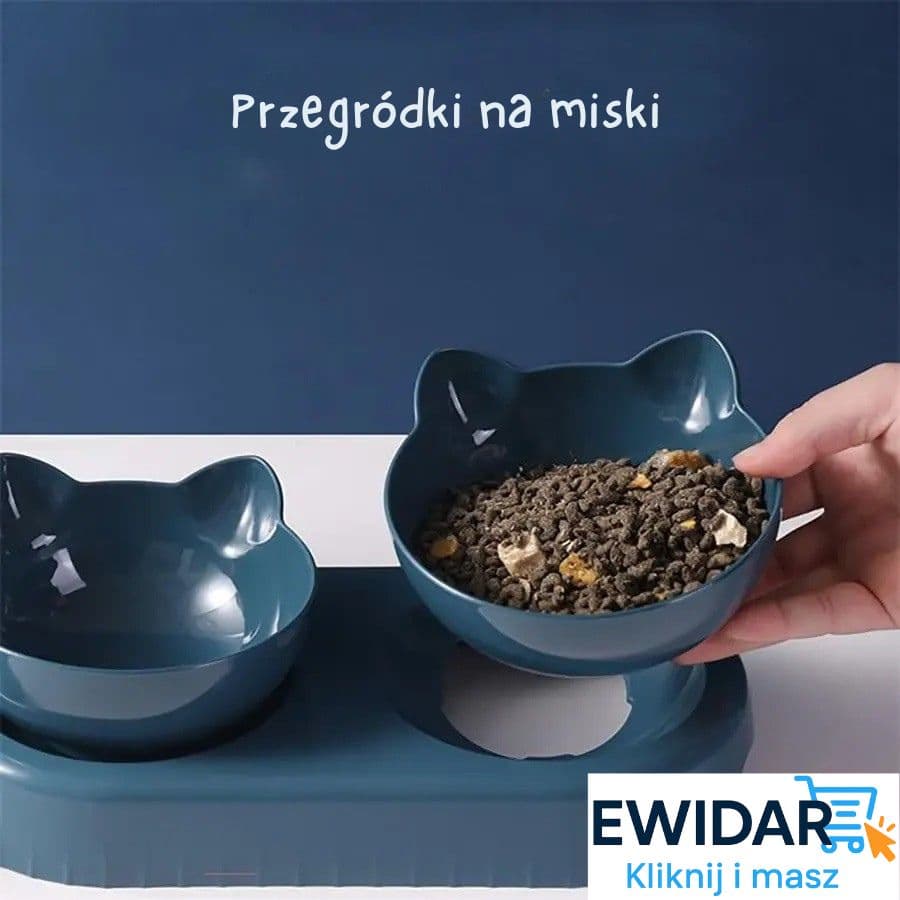 🐱 „Potrójna miska dla kota i psa 2 w 1 – z automatycznym poidłem, obrotowym i pochylonym designem”